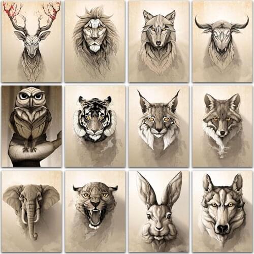 5D DIY Diamond Painting set animals lion tiger wolf Full Square&Round Diamond embroidery Cross stitch Diamond mosaic paint sale