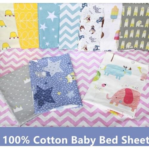 130*90CM 100%Cotton Active Printed Baby Crib sheet Newborn bedding sets Flat Sheet for Newborn Babies Apply to 1-8Years 25colors