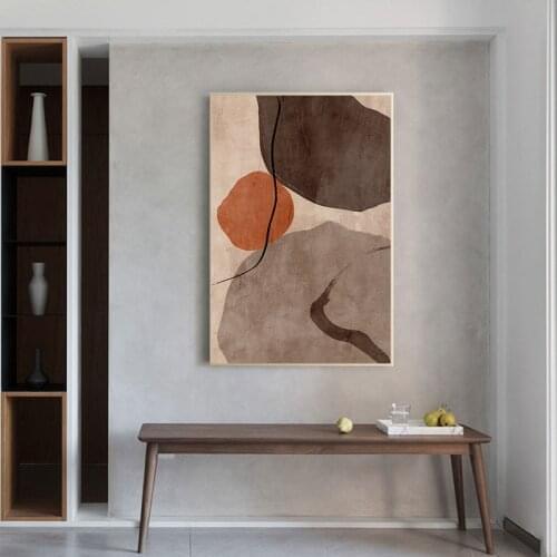 Modern Abstract Art Wall Painting Nordic Geometric Brown Blocks Canvas Posters Minimalist Pictures For Living Room Office Decor