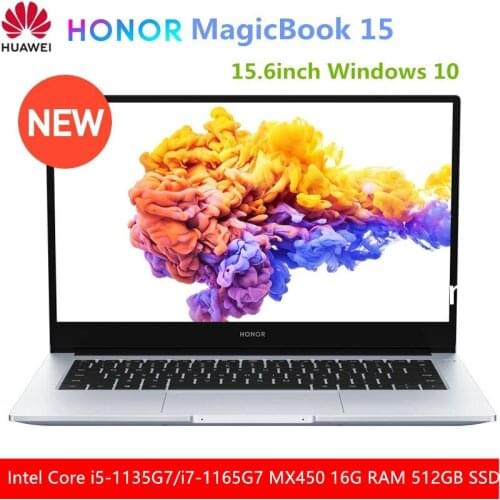 HONOR MagicBook 15 2021 Laptop Computer 15.6 inch Intel Core i5-1135G7/i7-1165G7 MX450 16G RAM 512GB PCI SSD Windows 10