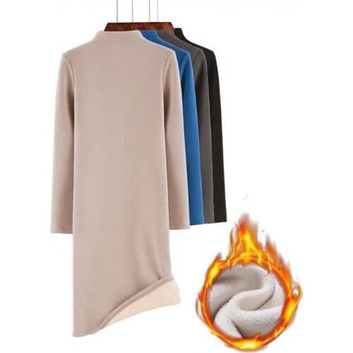 2020New Fashion Women Autumn Midi Dress Winter Thicken Velvet Warm Dress Office Lady Elegant Slim Straight Dress Plus Size M-7XL