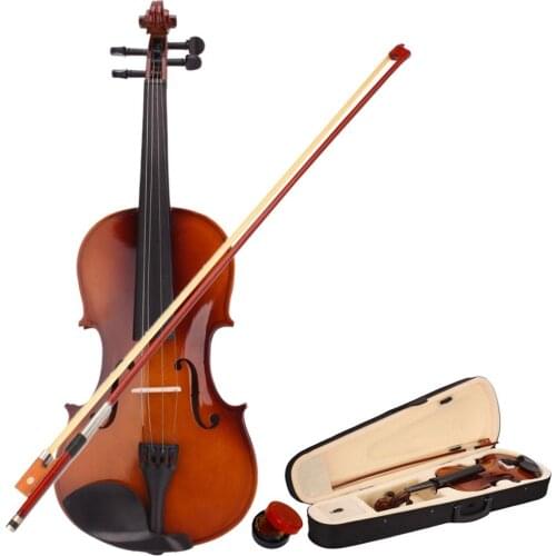 New 4/4 Full Size Natural Acoustic Violin Fiddle With Case Bow Rosin for music lovers Beiginner 4-String Instrument