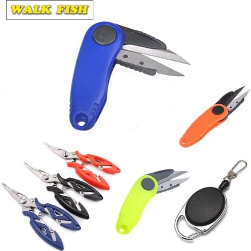 Walk Fish Fishing Scissors Folding Stainless Steel Handle Pliers Line Cutter Shrimp-Shaped Cut Clipper Tackle Tools Accessories
