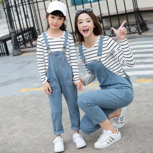 Mother and Daughter Clothes Jeans +striped Long Sleeved Shirts Autumn Clothing Mommy and Mini Me Clothes Family Matching Outfits