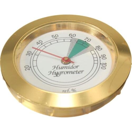 Wholesales 1pc 43mm Calibrate-able Gold frame Round hygrometer For Cigar box Metal