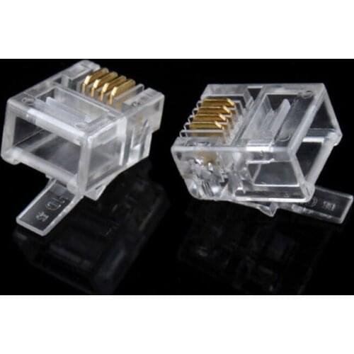 100x Durable 4 Pin RJ11 RJ-11 6P4C Modular Plug Telephone Phone Connector Hot New E#8805