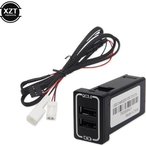 QC3.0 Quick Charge Car Charger Double USB Phone PDA DVR Adapter Plug & Play Cable For Toyota