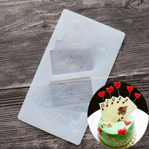 4 Playing cards Shape Silicone Chocolate Mold Bakeware Birthday Cake Cookie Decorating Tools Chocolate Mould SA30