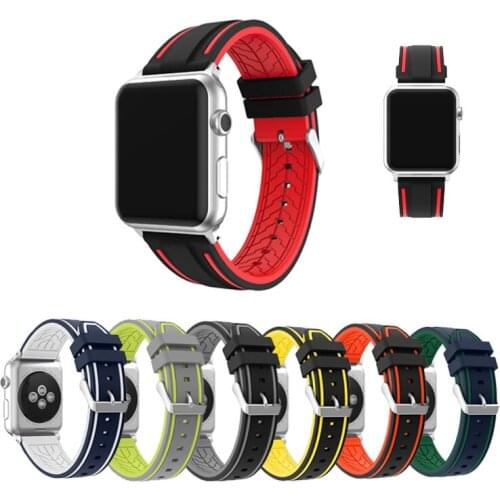 Suitable for Apple 5 4 3 2 new silicone strap with a two-color striped iwatch 6 38mm 42mm silicone strap sports strap wristband