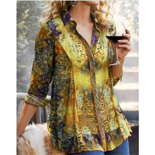 Vintage Woman Shirt Long Sleeve Female Top Casual European Style Blouse Plus Size Women Tops
