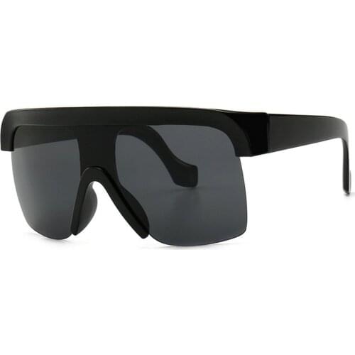 Vintage one piece brand sunglasses women 2019 brand oversize shield sun glasses men chic half frame big shades retro eyewear NX