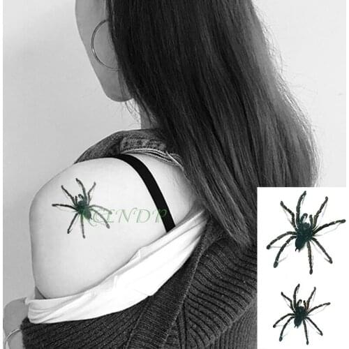 Waterproof Temporary Tattoo Sticker 3D Spider Halloween Flash Tatoo Fake Tatto arm Wrist Foot hand neck For Girl Men Women kids