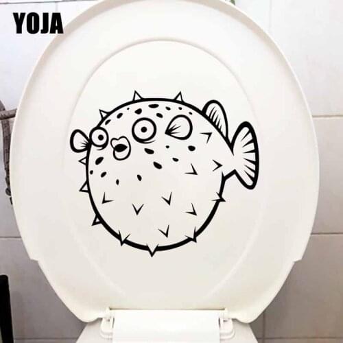 YOJA 23.4X20.7CM Wall Sticker Thick Thorn Fish Ball Cartoon Bubble Sea Fish Toilet Decal Kids Room Decor T5-0394