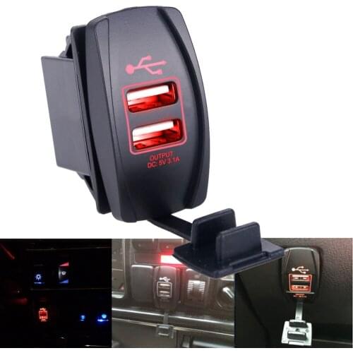 12v-24v 3.1A Dual USB Socket Charger Power Adapter Car Motorcycle Cigarette Lighter USB Adapter Outlet 2 Ports Universal