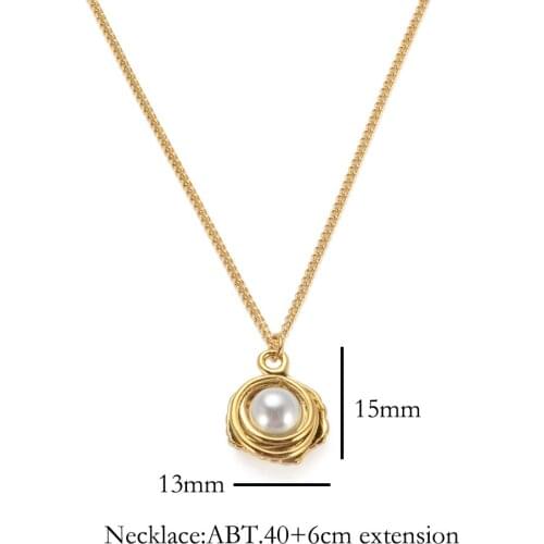Shell Pearl Ball Pendant Necklace Womens Clavicle Titanium Steel 18K Gold Necklace Hot Sale in European and American