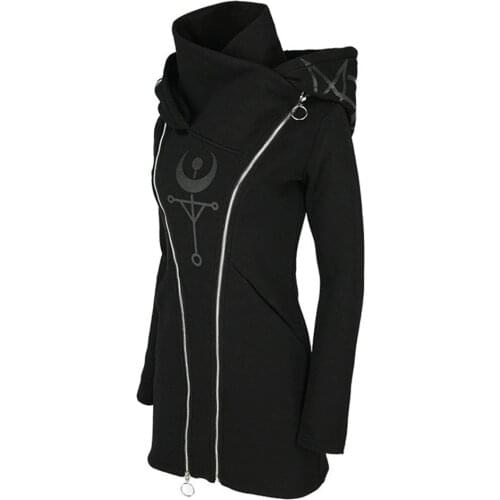 Rosetic Hooded Punk Hoodie Women 2020 Oversize 5XL Zipper Fashion Casual Long Coat Streetwear Goth Sweatshirt Plus Size Hoodies