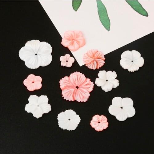 1pc Cut Natural Shell Spacer Beads White Pink Pearl Shell Flower Square Beads For Jewelry Making Bracelet Necklace Accessories