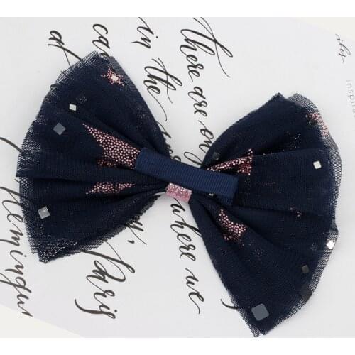 20 pcs/lot, Hot sale Mesh Lace Hair Clips For Girls Kids Sequin Star Knot Organza Hair Bows Glitter Hairpins Hair Accessories