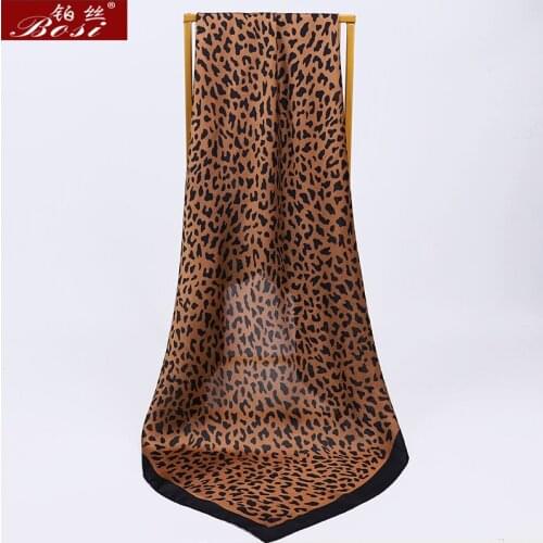2020 Silk Satin Scarf Women Leopard print big Square Shawl hijab Fashion Spring Elegant 90*90cm Scarves foulard free shipping