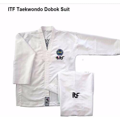 2020 Adult kids White cotton Taekwondo uniform Gi ITF Approved Taekwondo Student Kimono doboks Taekwondo Equipment даосский