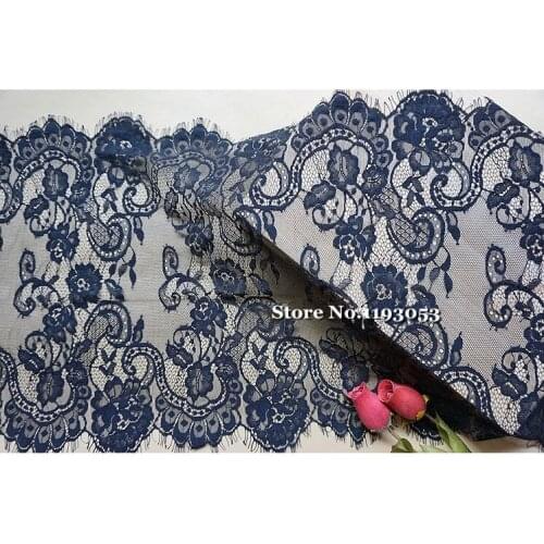 3M/Lot French Exquisite Eyelash Lace Trim DIY Lace Fabric Wedding Dress Curtain Clothes Decorated White Black 40CM Wide