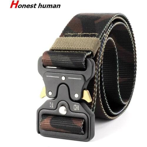 4.5cm Wide Military Tactical Belt Camouflage Adjustable Plug Buckle Quick Release Belt Heavy Duty Outdoor Training Nylon Webbing