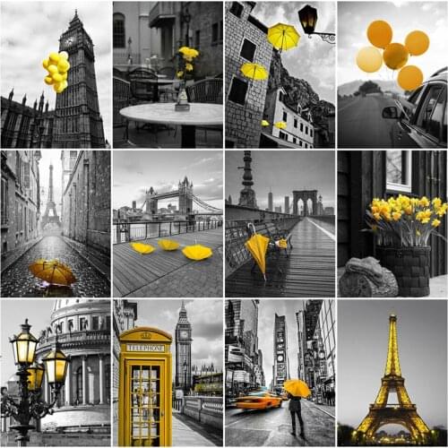 5D DIY Diamond Painting by Number Square Street Building Diamond Embroidery Landscape Picture Rhinestone Mosaic Wall Home Decor