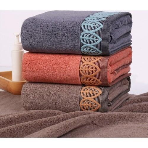 7.x140cm long bath towel Leaves fashionable cotton bath towel thickened water absorbing beach towel household bath towel