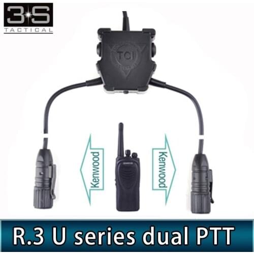 Z-tactical R.3 U series dual PTT Kenwood Headset Accessories Airsoft Connector Simultaneous Connection Of Two Walkie-talkie