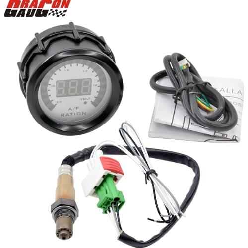 Dragon 52mm Auto Air Fuel Ratio Gauge 20 LED Digital Dual Display With Narrowband Car For 12V Car Racing Meter