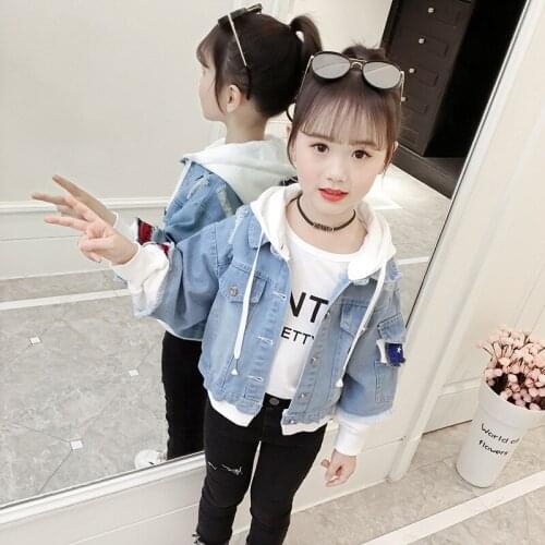 Girls Babys Kids Coat Jacket Outwear Hooded Jean Winter Autumn Thicken Warm Overcoat Top Outdoor Sport Birthday Gift Childrens