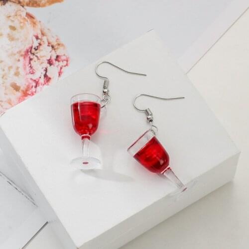 DoreenBeads Creative Wine Glass Drop Earrings Goblet Shaped For Women Party Club Long Dangle Earrings Jewelry 53mm x 12mm