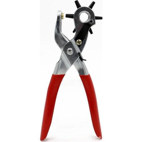 6 Hole Size Household Belt Hole Puncher Leather Punchers Tools Leathercraft Punching Machine Hand Pliers Tool Sewing Crafts