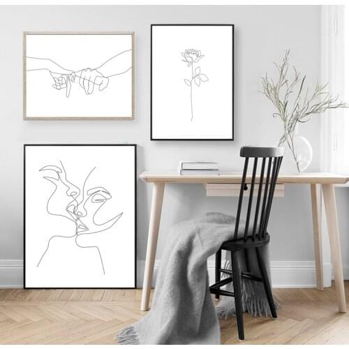 Pinky Swear Continuous One Lines Drawing Art Print Minimalist Couple Poster Love Wall Art Canvas Painting Picture Bedroom Decor