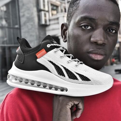 2021 Mens Shoes Increased Air Cushion Casual Running Breathable Mesh Surface Wear-resistant Non-slip Black Sneakers