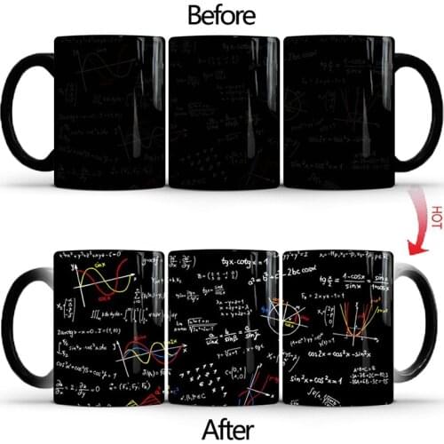 350mL Mathematical Fun Calculus Formula Mug Color Change Ceramic Coffee Mug and Cup Heat Reveal Magic Mugs Best Gift for Friends