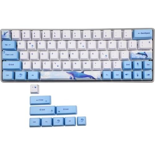 Whale Dye-Sublimation Keyboard Cute Keycaps PBT OEM Profile Keycap For GH60 GK64 24BB