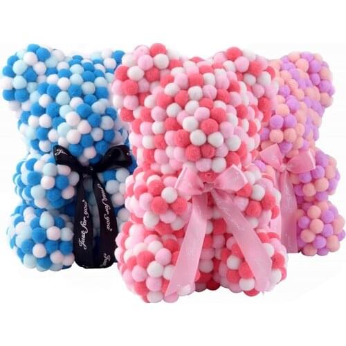 25 cm Bubble Teddy Bear With Box Artificial PE Flower Bear Rose Valentines Day For Girlfriend Women Wife Mothers Day Gifts