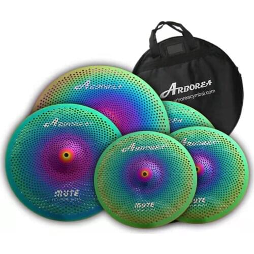 Arborea colorful Mute Cymbal set 14"Hihat+16"Crash+18"Crash+20"Ride Cymbal