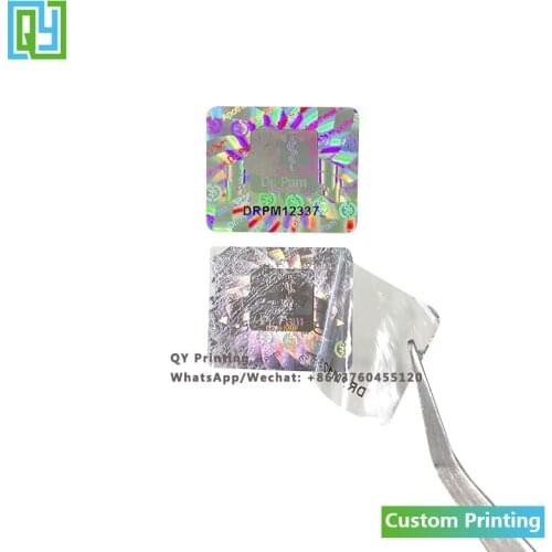 10000pcs 20x17mm Free Shipping Cheap Custom Hologram Sticker Serial Number Barcode Labels Security One Time Used Silver Foil Tag