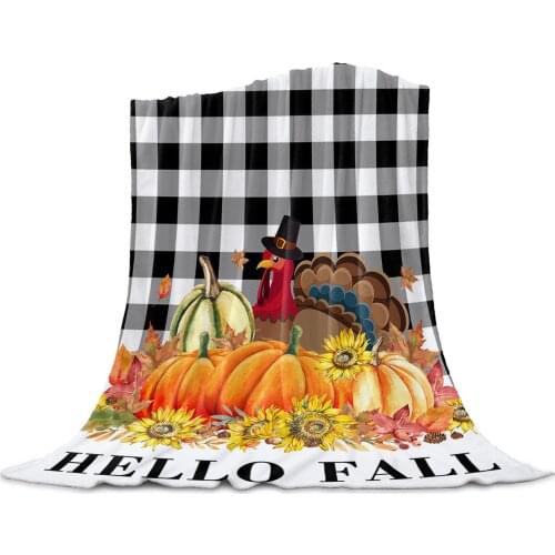 Living Room Sofa Blanket Turkey Pumpkin Lattice Children Soft Throw Blanket Travel Airplane Hotel Portable Warm Thin Blanket