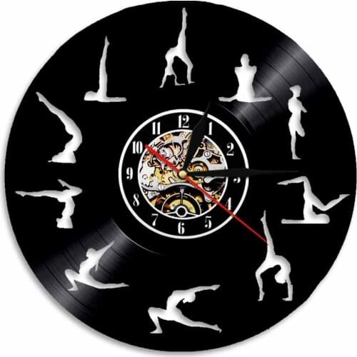 Om Yoga Studio Hanging Watch Gymnastics Silent Vinyl Record Wall Clock Zen Meditation Decorative Timepiece Yogi Gift For Girl