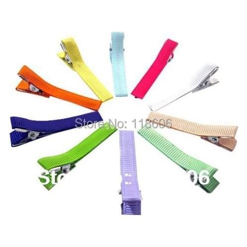 Wholesale Ribbon Covered Lined Alligator Clips 500pcs - SOLID COLOR