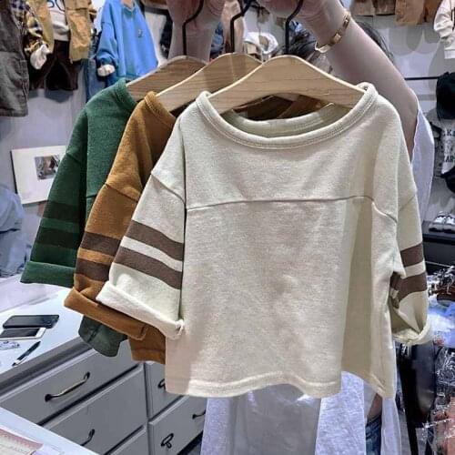 Autumn Boys And Girls' relaxed digital round Neck Pullover Long Sleeve T-shirt