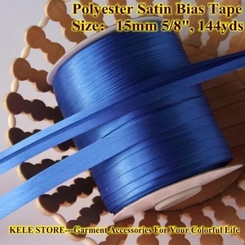 Polyester Satin Bias Tape, Bias Binding tape,size:1.5cm ,5/8" *144yds/lot, DIY make Cheongsam ,Chinese garment, color Royal blue
