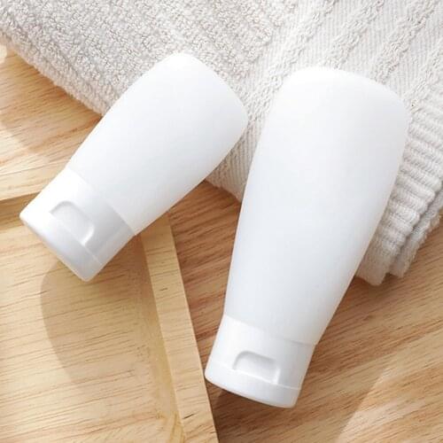 Simple White Portable Travel Mini Silicone Shower Gel Shampoo Bottle Lotion Bottle Hand Sanitizer Push Button Container Bottle