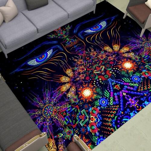 Psychedelic Mandala Area Rugs Large Big Eyes Mat Home Living Room Bedroom Bathroom Decor Carpet Print Magic Datura Stramonium