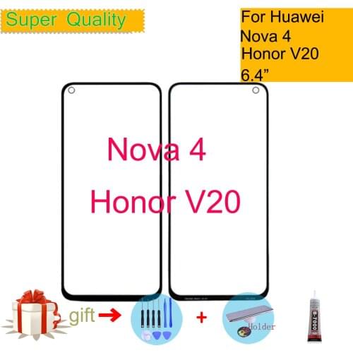 6.4" For Huawei Honor View 20 V20 Touch Screen Panel Front Outer Glass For Nova 4 LCD Glass Lens Replacement