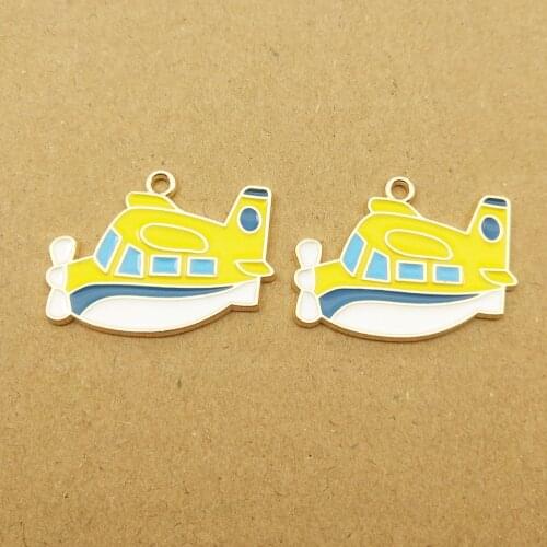 10pcs 20x27mm enamel plane charm for jewelry making cute earring pendant bracelet necklace charms diy design charms