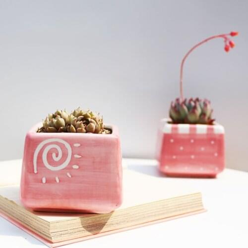 Cute Square Succulent Flowerpot Desktop Flower Pots Decoration, Office Plants Green Basin Cactus Planters Basin Crafts Ornaments